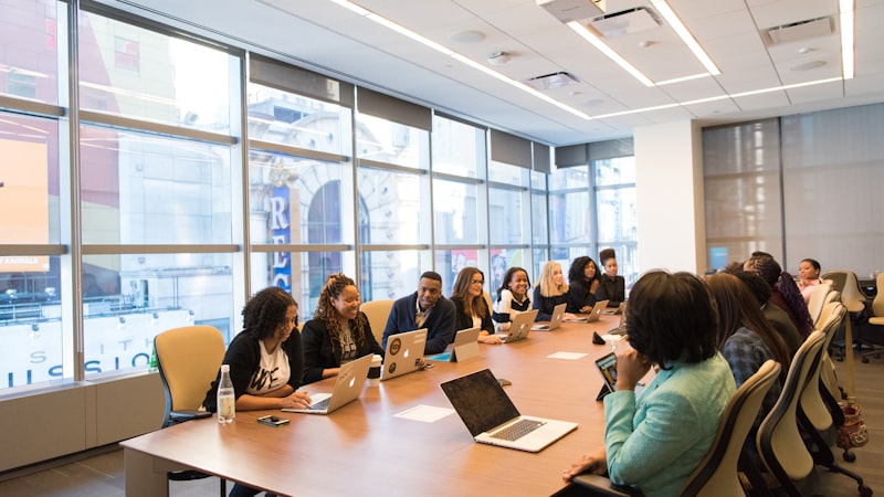 Sales professional managing outreach from the office